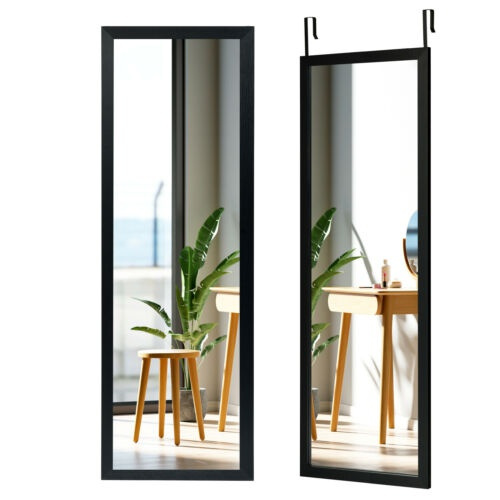 Length Hanging Wood Frame Mirror Decor, Full Length Wall Mirror Dark Wood Frame