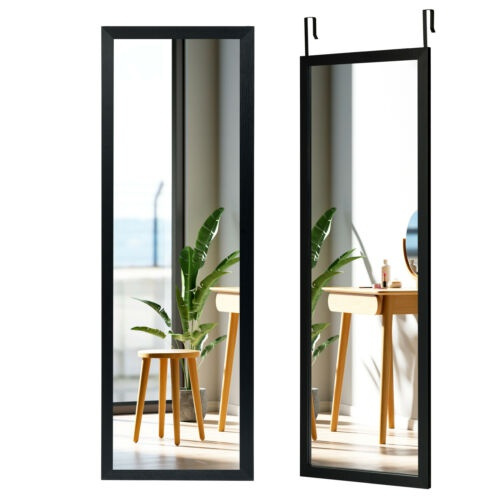 Door Wall Mounted Mirror Full Length Hanging Wood Frame Decor Black Dxy Wish Length Hanging Wood Frame Mirror Decor, Full Length Wall Mirror Dark Wood Frame