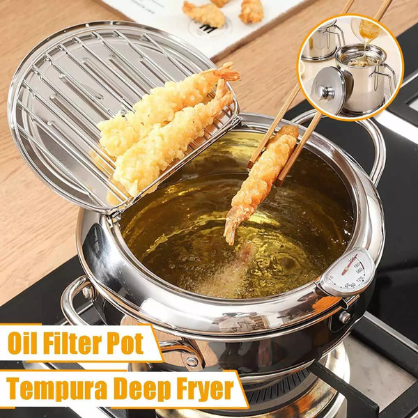 Japanese Style Frying Pot Kitchen Deep Fryers Tempura Fryer Pot With