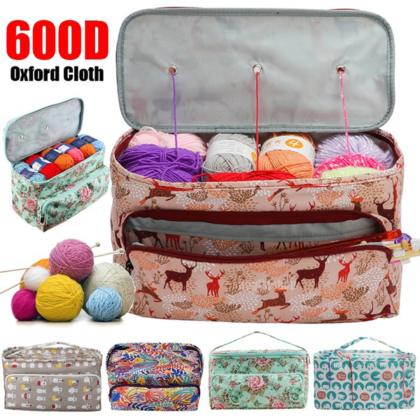 Knitting Yarn Storage Bag Crochet Hooks Thread Case Sewing Kit Organizer