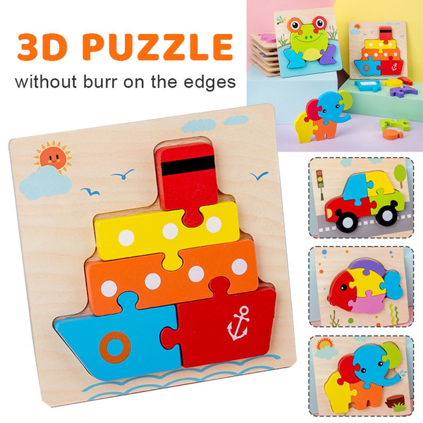 Wooden 3d Cartoon Animal Puzzle Tangram Shapes Learning Baby Toys | Wish