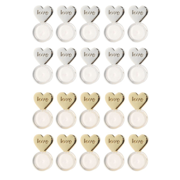 20Pcs Heart Love Magic Earring Lifters Earring Lifts Backs Adjustable  Hypoallergenic Earring Nuts Ear Lobe Support Backs COO