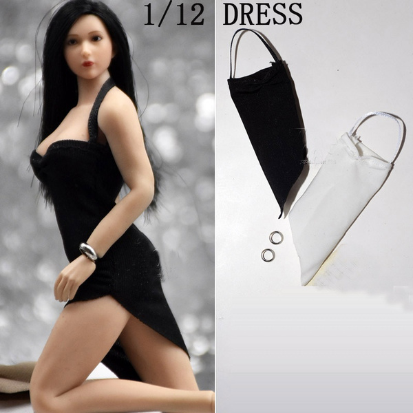 1:12 Scale Female Ice Silk Dress Clothes Fit 6 Action Figure Body toy