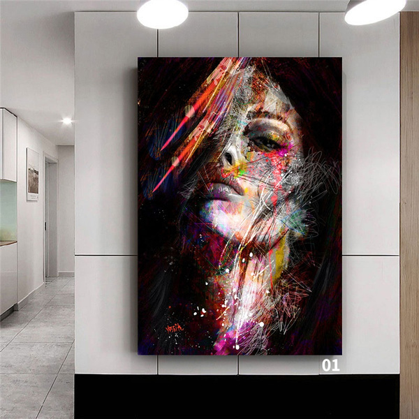 Graffiti Face Canvas Paintings on The Wall Art Abstract Colorful Woman Posters and Prints