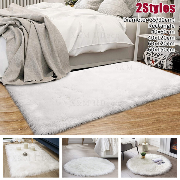 Super Soft White Fluffy Rug Faux Fur, White Fuzzy Bedroom Rugs