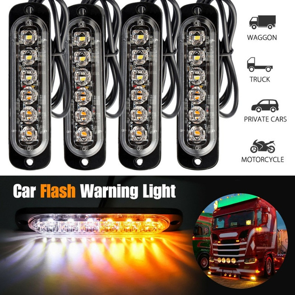 6 LED Car Truck Flash Emergency Hazard Warning Beacon Strobe Light Bar 12V 24V 
