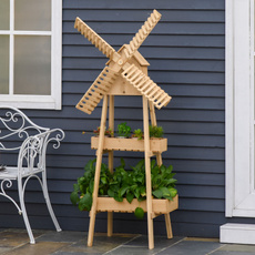 windmill, Plants, plantstand, Wooden