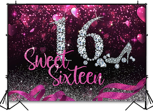 High Heel Diamond Sweet Sixteen Photography Background Pink Girl's ...