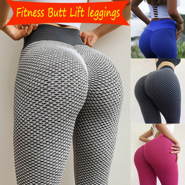 Womens Anti-Cellulite High Waist Yoga Pants Gym Leggings Sports Elastic Trousers 