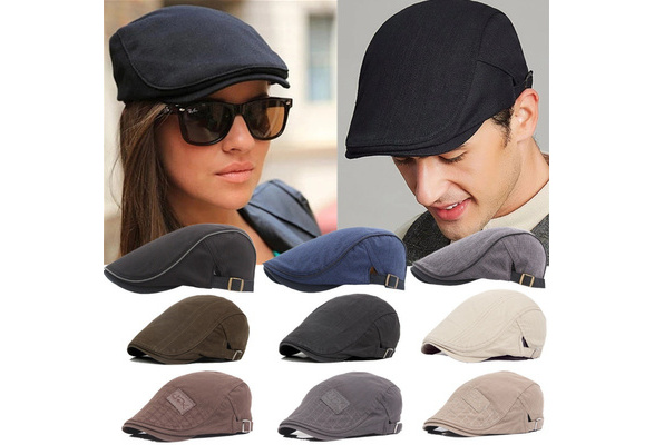 WETOO Men's Flat Cap Gatsby Newsboy Lvy Irish Hats Driving Cabbie Hunting Cap A1-cotton-black