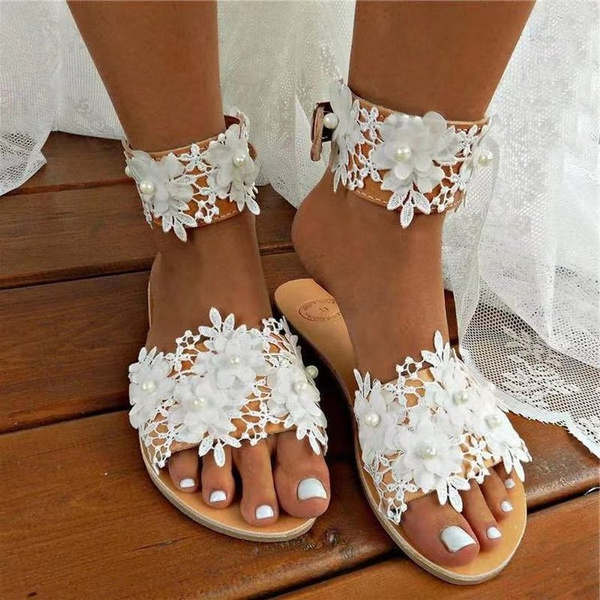 Block Heel White Wedding Sandals/ Bridal Romantic Heels/ Wedding Flower  Shoes Pearl Heels/ nina - Etsy