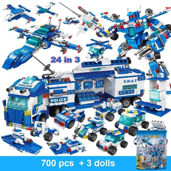 Details about   740 PCS Playmobile Building Blocks Mini Figures Police Toy Blocks Truck Model 