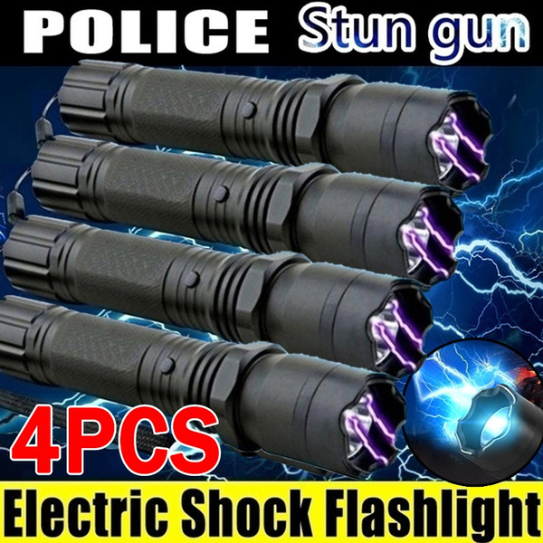 4pcs Us Eu Plug Million Voltage Stun Gun Led Rechargeable Flashlight Self Defense Taser Electric Shock Torch Outdoor Camping Wish