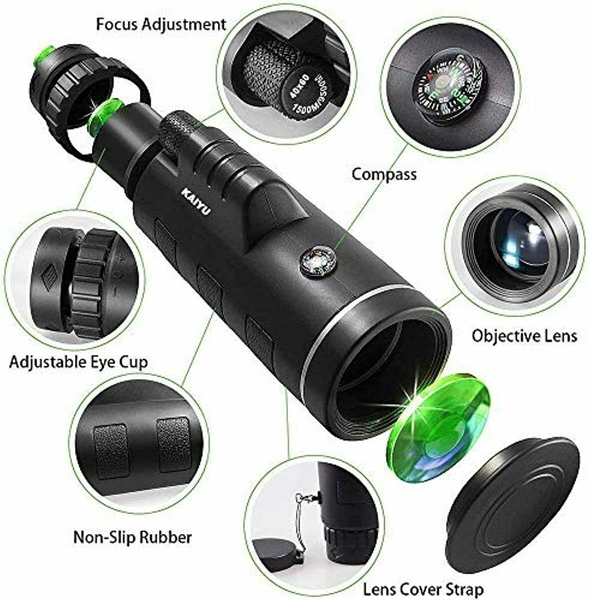Extra Long Distance 10000M/99900M Monocular Low Light Night Vision High Angle Telescope Monocular Portable Telescope for Outdoor Hiking with Tripod