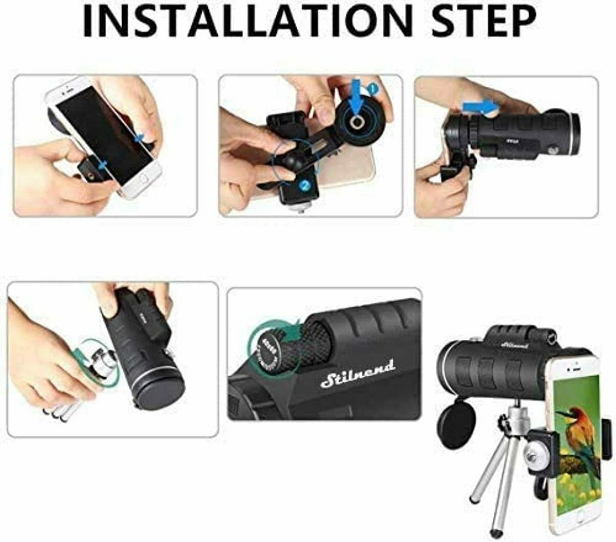 Extra Long Distance 10000M/99900M Monocular Low Light Night Vision High Angle Telescope Monocular Portable Telescope for Outdoor Hiking with Tripod