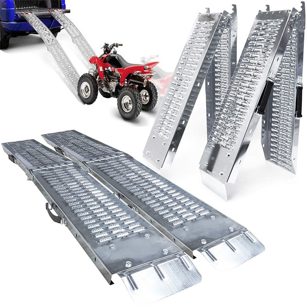 2 Rampes De Chargement Pliables Vounot - 400kg Capacité - 180x23cm - Acier Galvanisé Pour Moto, Quad, Tondeuse