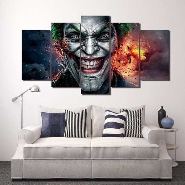 Batman Joker Dark Knight Canvas Painting Poster Prints 5 Pieces Wall Art Decor