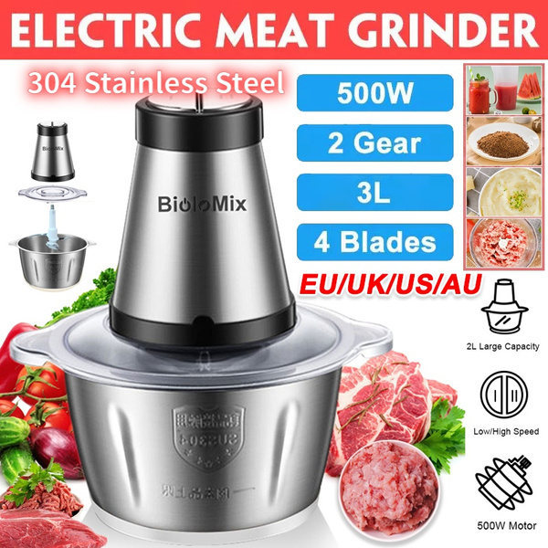 Household 2L 500W Stainless Steel Double Speed Meat Grinder Food Processor  Electric Chopper Meat Grinder