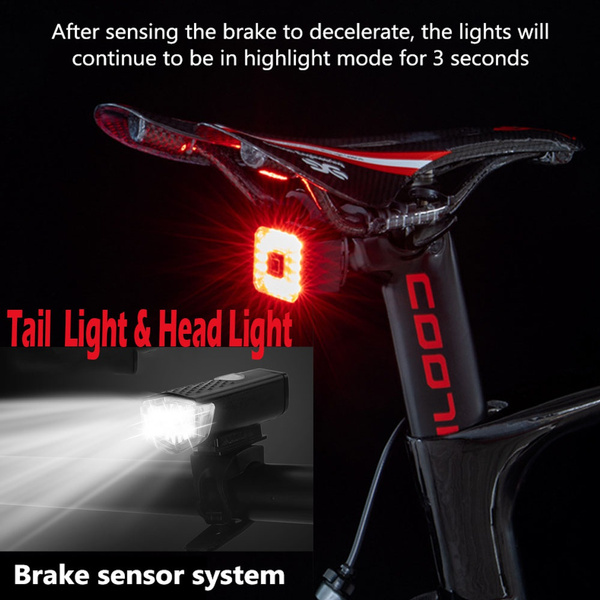 USB RECHARGEABLE BICYCLE LIGHT WARNING MTB LED WATERPROOF FRONT REAR TAIL LAMP 