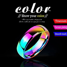 Steel, rainbow, Women Ring, Colorful