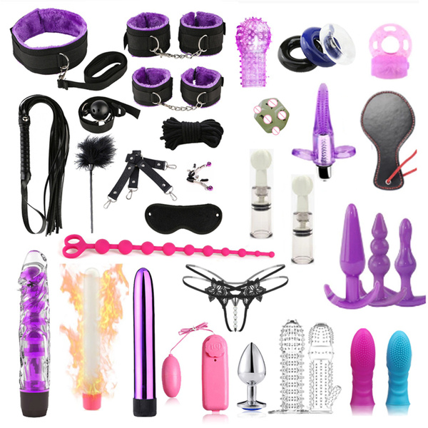 35 Pcs set Toys for Adults Sex Products Sex Bondage Set Handcuffs Dildo Vibrator Whip Erotic Adult Game Sex Toys for Women JIA