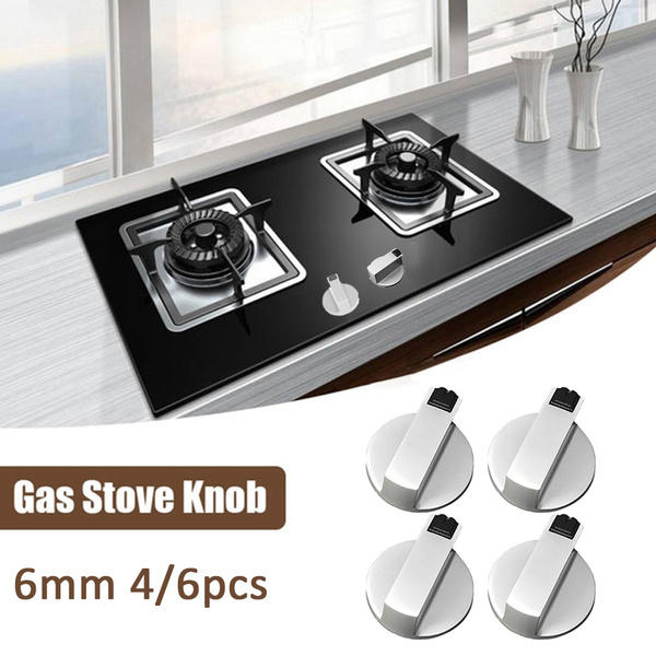 4pcs 6mm Silver Universal Gas Stove Knobs Switch Cooker Oven Hob Control Knobs