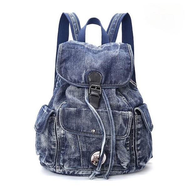 Fashion Casual Women Denim Backpack Jean Bag Teenage Girls School Shoulder  Bag | Wish