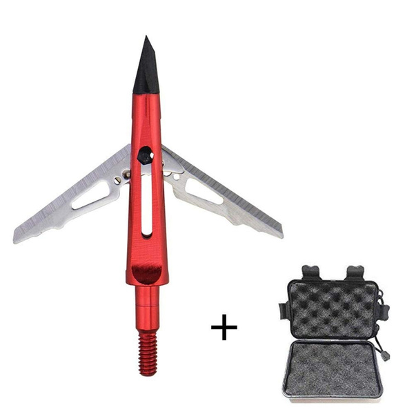 6pcs Arrowhead 2 Blades 100 Grains Wide Head with Broadhead Box Box for