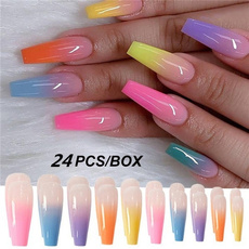 rainbow, acrylic nails, nail tips, Beauty