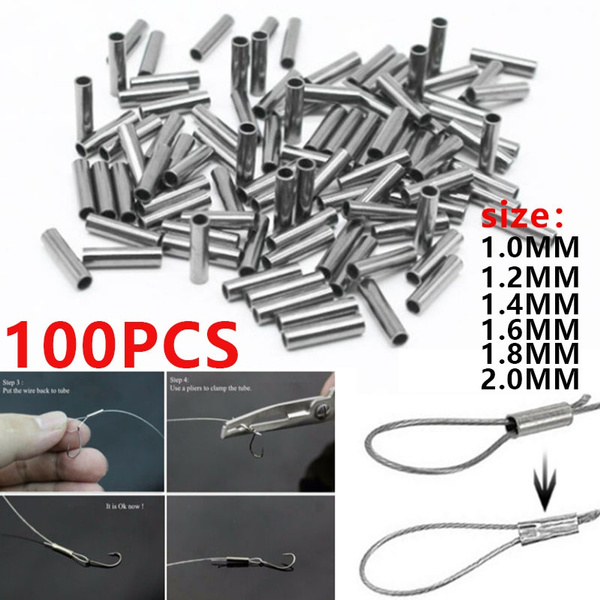 100PCS Stainless Steel Alloy Crimp Sleeves Connector Tackle Tools