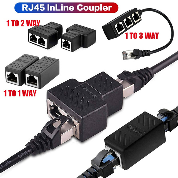 Rj45 Network 1 To 2 Port Ethernet Adapter Splitter, Rj45 1 Male To