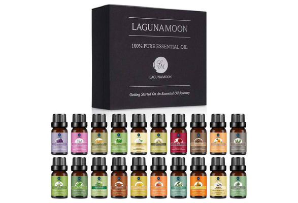 Lagunamoon Premium Essential Oils Set, 20 Pcs Pure Natural Aromatherapy Oils  Lavender Frankincense Peppermint Rose Rosemary