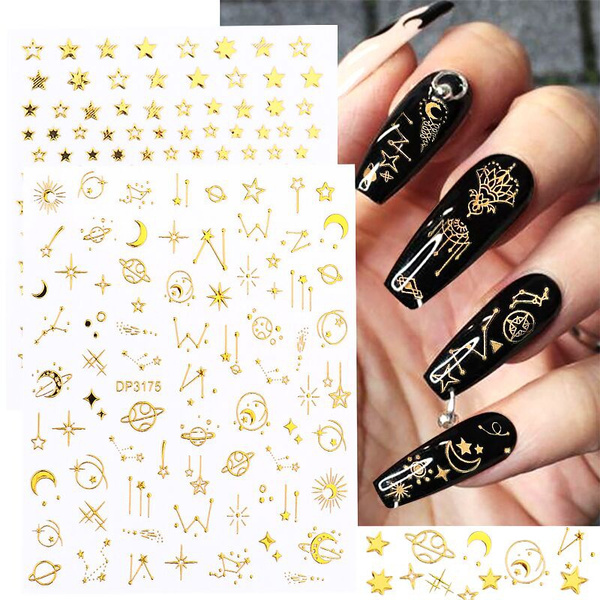  1 Lage Sheet Gold Shiny Nail Stickers Luxury Nail