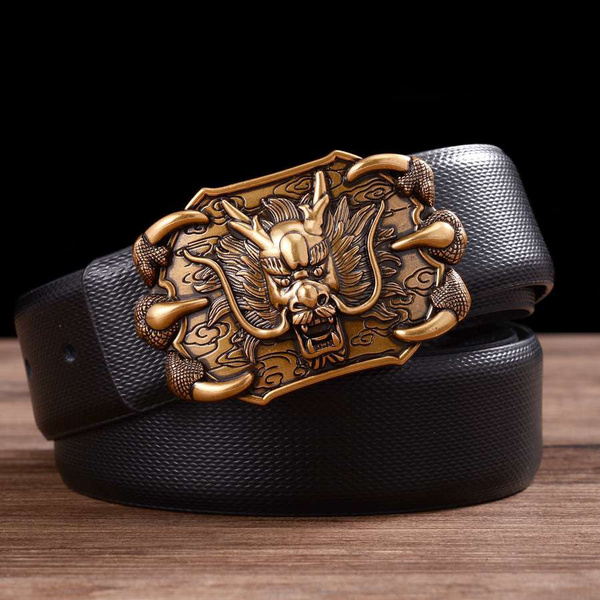 NEW Dragon Buckle Leather Belt Genuine Leather Men Belt Cowhide