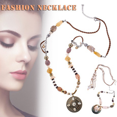 clavicle  chain, Turquoise, shells, Jewelry