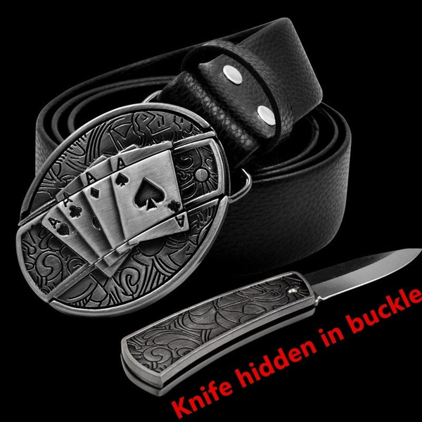 Hidden knife deals belt buckles