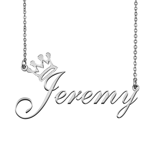 Baby Girl My Little Girl Daughter Name Necklace Jeremy with Queen Crown