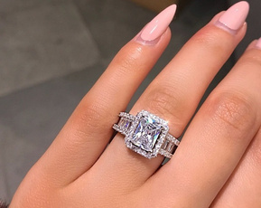 Sterling, DIAMOND, Romantic, Engagement Ring