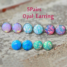 Gemstone Earrings, Stud Earring, Simple, opals