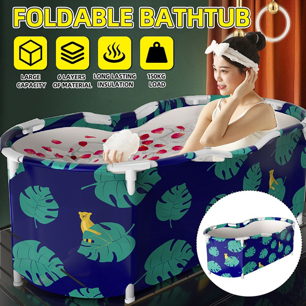 150L Portable Bathtub Water Tub Folding PVC Adult Spa Bath Bucket Home Rectangle 