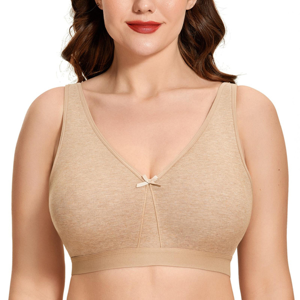 Women's Cotton Bra Seamless Unlined Plus Size Comfort Full Coverage Bra 48C