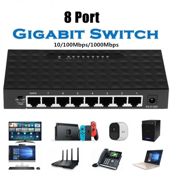 10/100/1000Mbps 5 Port Fast Ethernet LAN Desktop RJ45 Network Switch Hub Adapter 