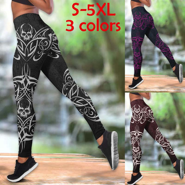 Colorful Print Fitness Leggings Ladies Slim Yoga Leggings High