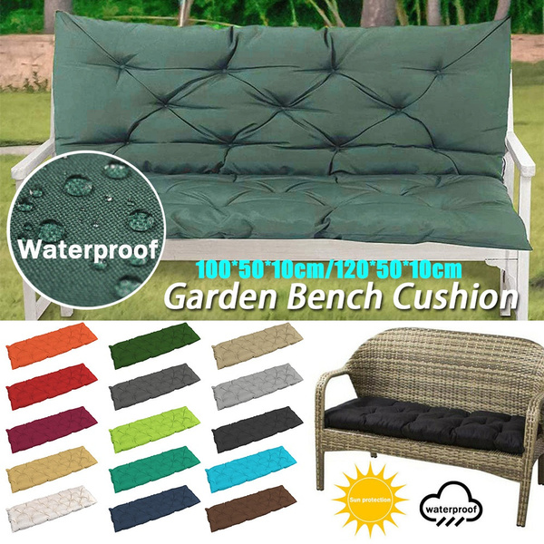 2/3 seat Thick Garden Bench Seat Cushion Backrest Waterproof Outdoor Bench Pad Replacement Seat