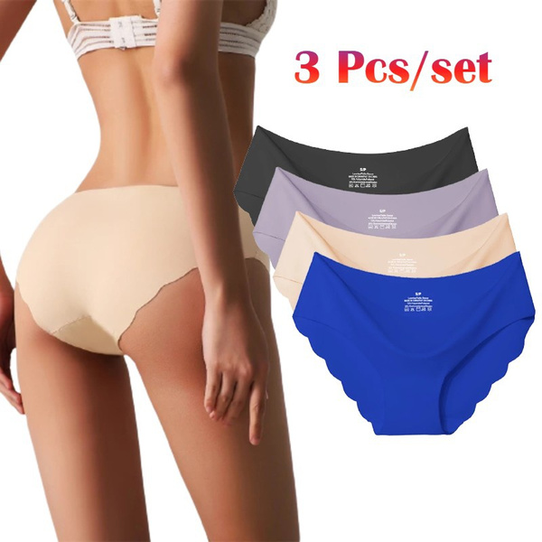 3 Pcs/set Solid Ladies Women Seamless Panties Ice Silk Underwear G