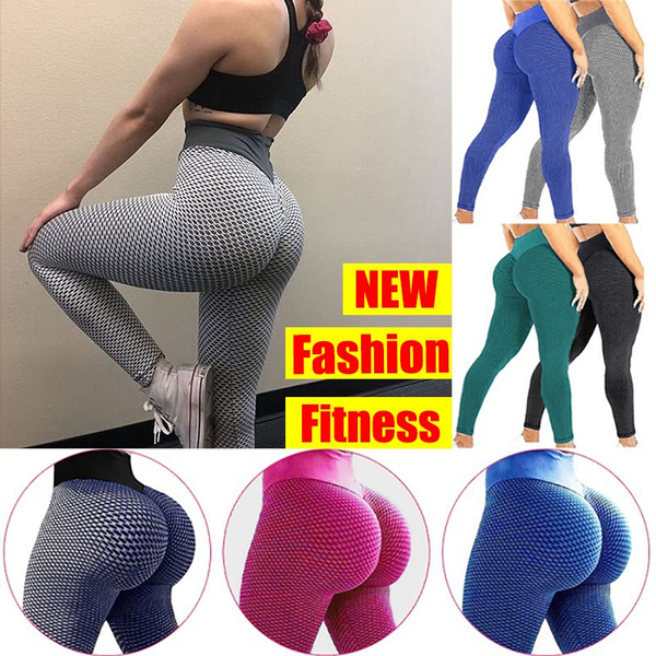 New Fashion Women's Ruched Butt Lifting High Waist Yoga Pants Tummy Control  Stretchy Workout Leggings Textured Booty Tights | Wish