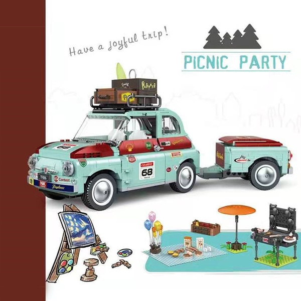 2021 New 1475PCs Moc Ideal Tourist Picnic Car Trailer Tractor Diy