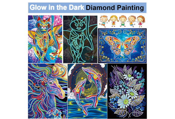 Diamond Painting Glow in the dark Cat 25x35cm - Shop now - JobaStores