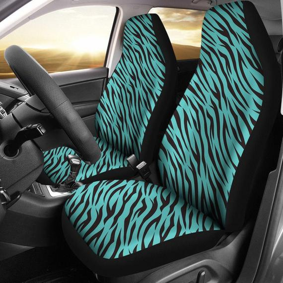 Turquoise Zebra Stripes Animal Print Teal Color Car Seat Covers Set Universal Fit For Bucket Seats Cars And S African Safari Jungle Wish - How To Make Seat Covers For Bucket Seats