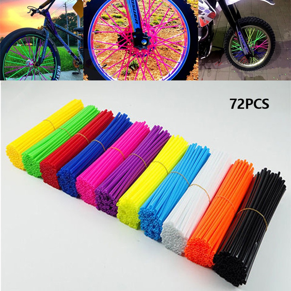Details about   72PCS Bike Spoke Cover Skin Motorcycle Bicycle Colorful Wheel Decor Crafts Multi 